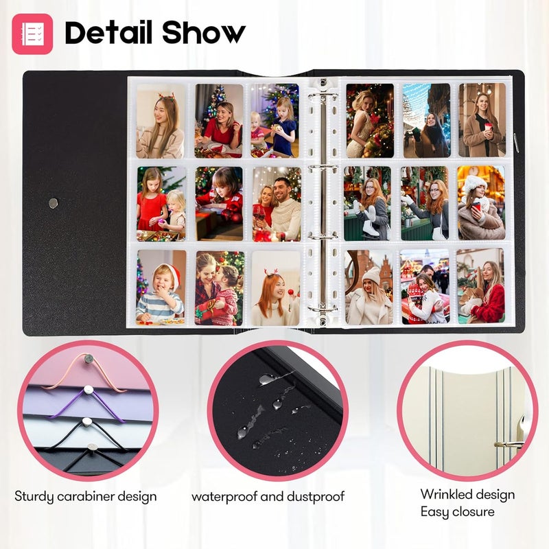 Ablus A4 Kpop Photocard Binder, 4 Ring Binder Photo Album for Fujifilm Instax Mini Camera Polaroid Printer Photo Film, 2x3 inch Kpop Photocard Holder Book with 25 Pages 9 Pocket (White) - Image 4